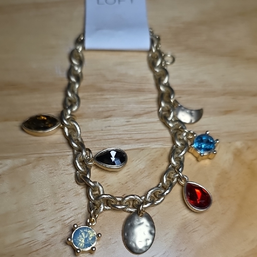 LOFT Gold Charm Bracelet with Multicolor Accents